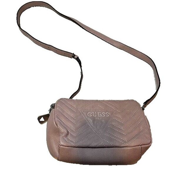 Guess Light Maeve Pink Faux Leather Double Zipper + Snap Crossbody Purse*READ - Picture 1 of 10